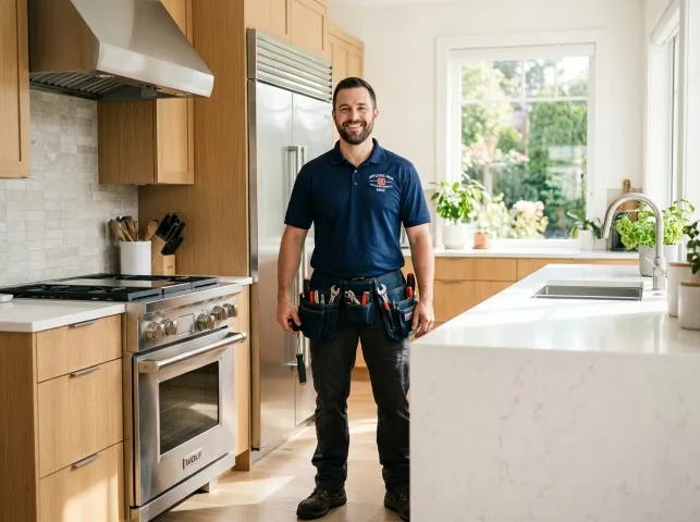 Appliance Repair Hero technician in a Broken Arrow, OK kitchen after an appliance repair